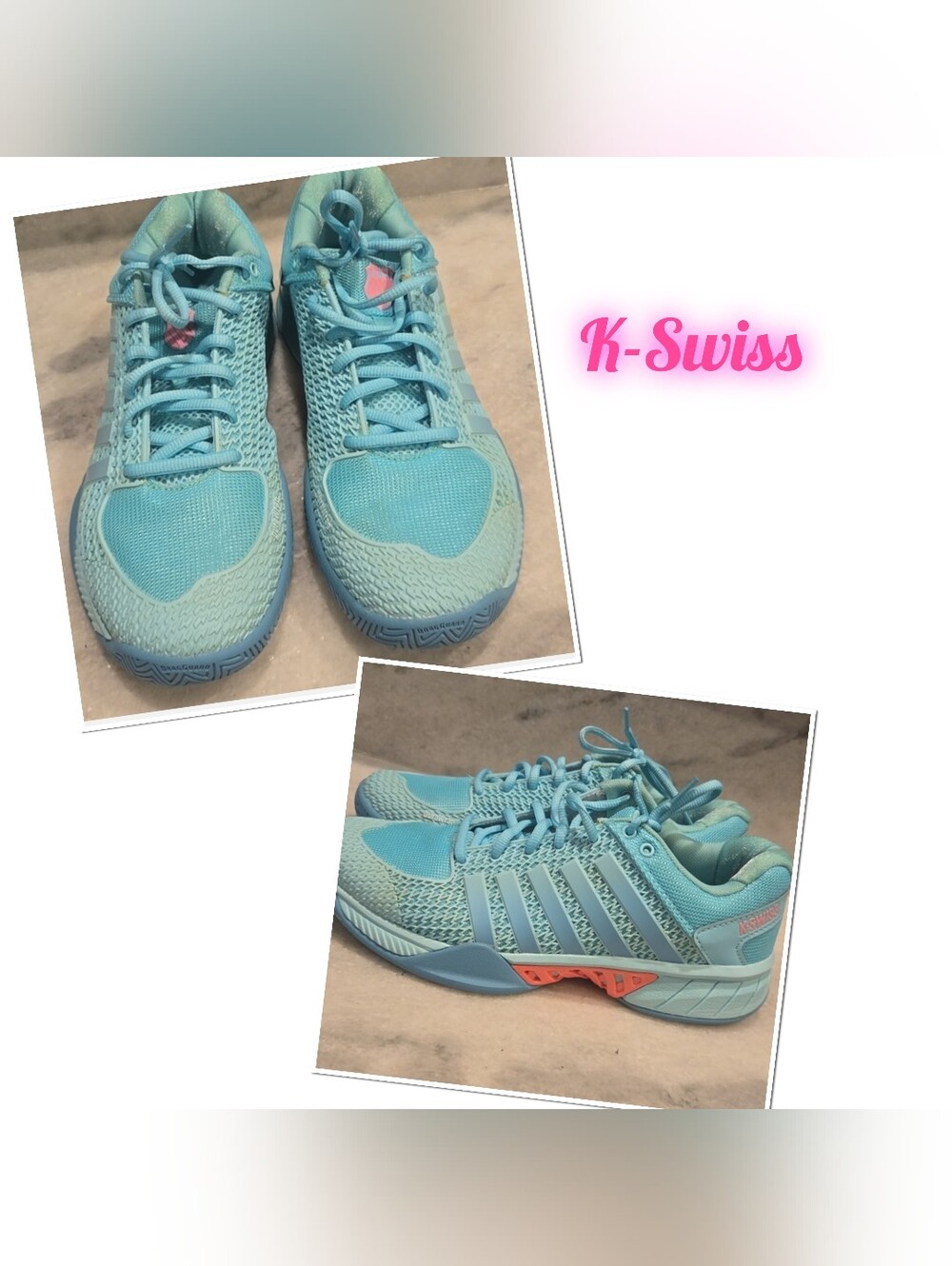 K-Swiss Athletic Sneakers - Teal Blue with Pink Accent Size 9